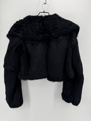 Katharine Barclay Black Rabbit Fur Crop Jacket Size LG