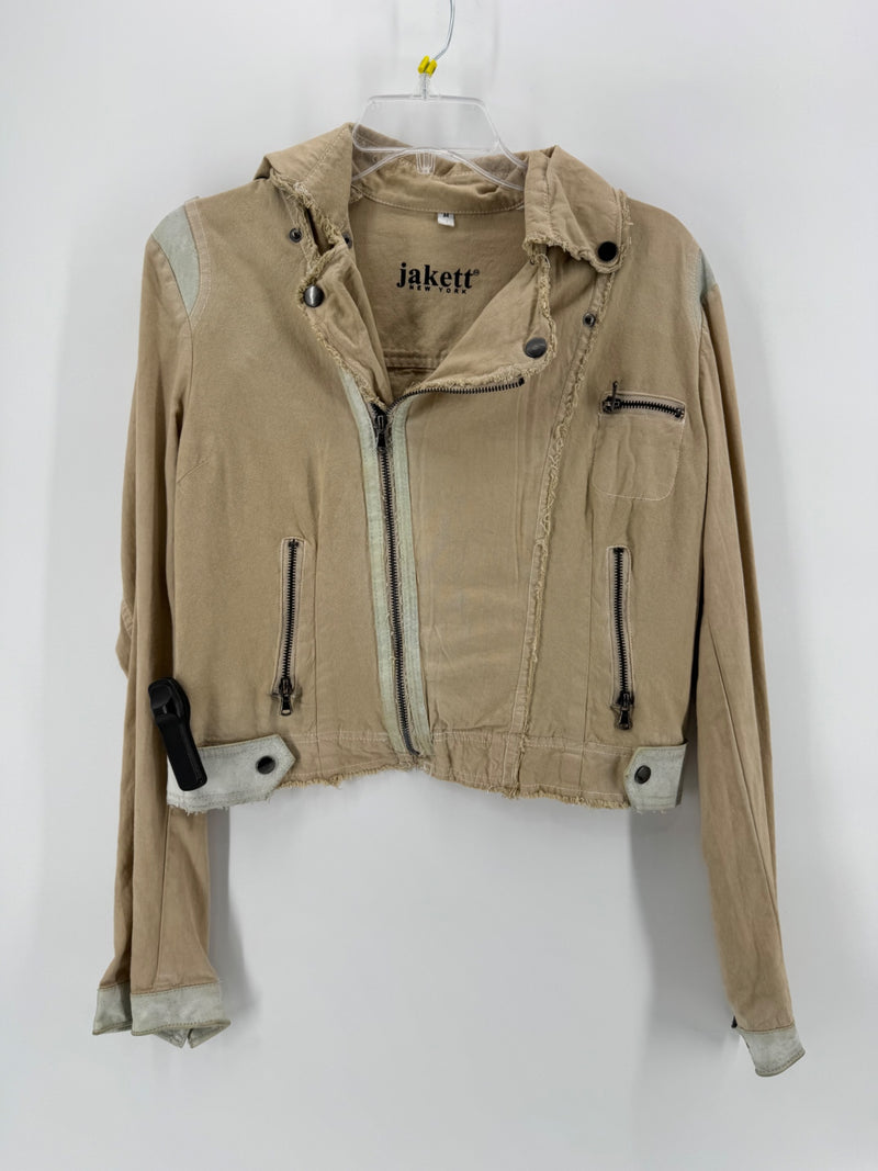 Jakett New York Tan Asymmetric Jacket Size Medium