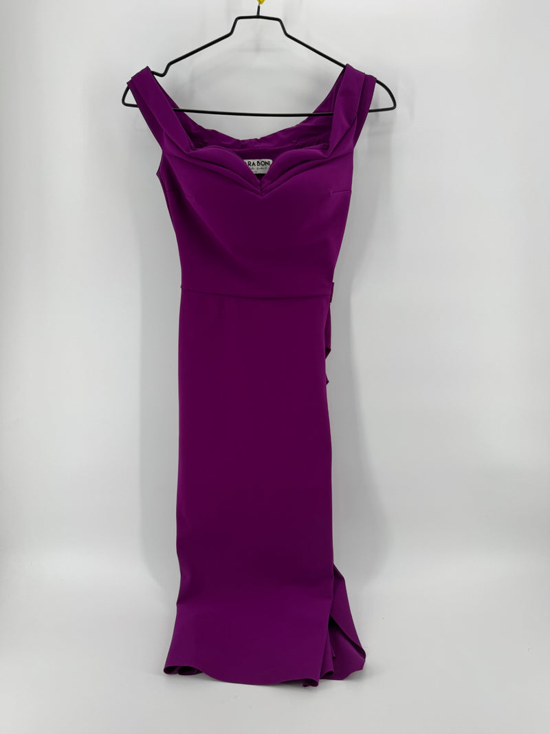 Chiara Boni Purple Side Ruffle Sleeveless Dress Size 40