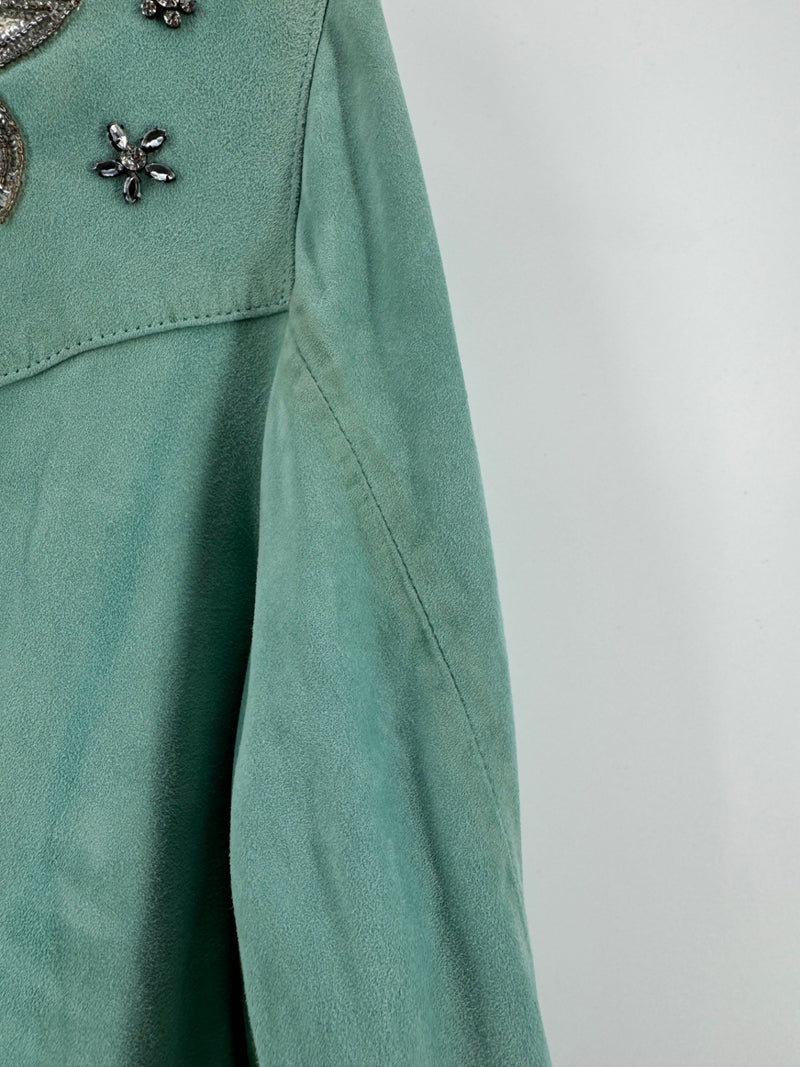 Double D Ranch Teal Rhinestone Button Up Size Medium