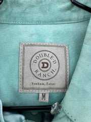 Double D Ranch Teal Rhinestone Button Up Size Medium