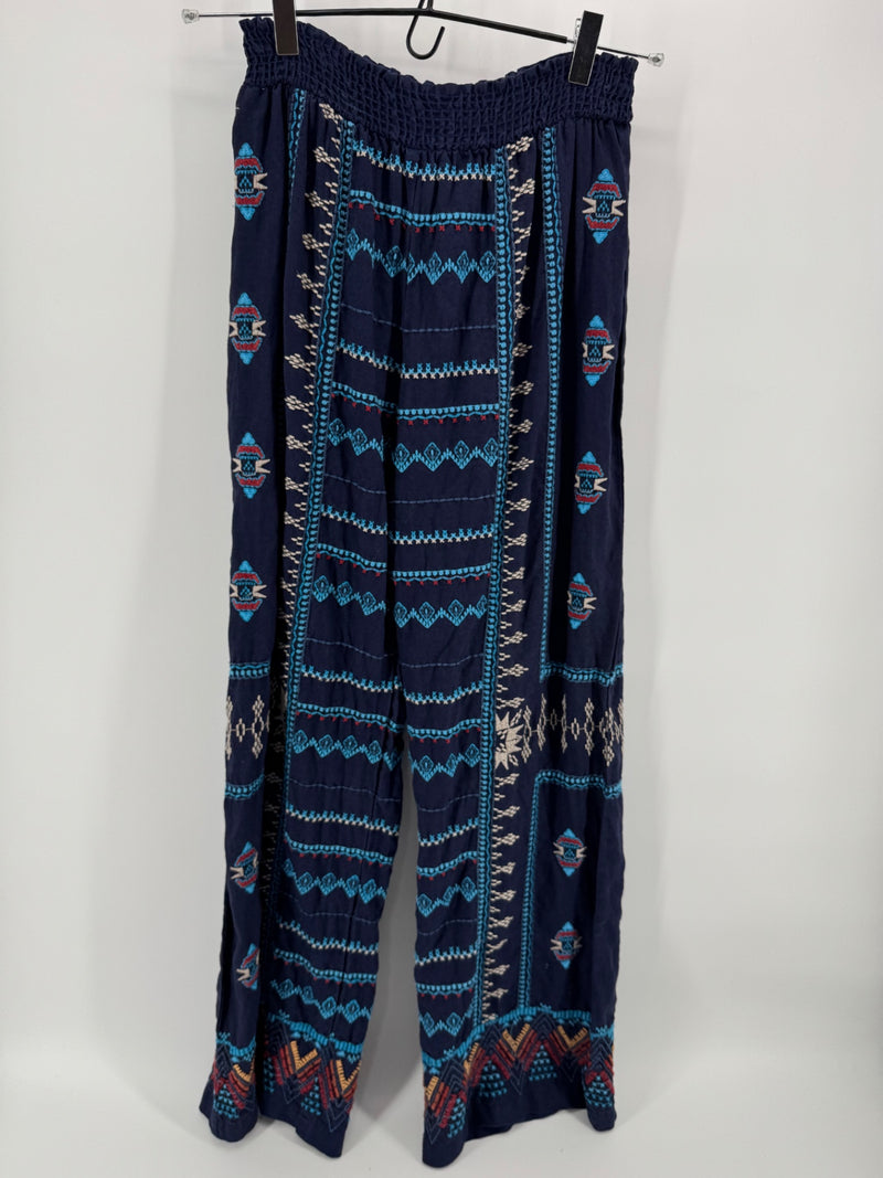 Johnny Was Linen Embroidered Pants