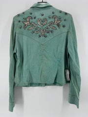 Double D Ranch Teal Rhinestone Button Up Size Medium
