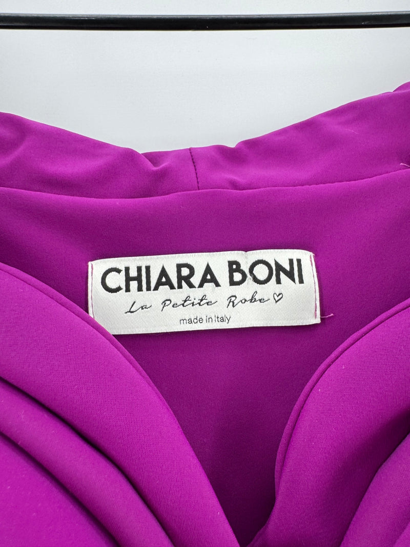 Chiara Boni Purple Side Ruffle Sleeveless Dress Size 40
