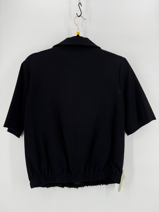 Joeffer Caoc Black Calfskin Pullover Top Size Medium