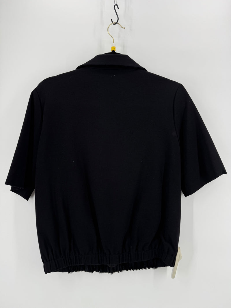 Joeffer Caoc Black Calfskin Pullover Top Size Medium