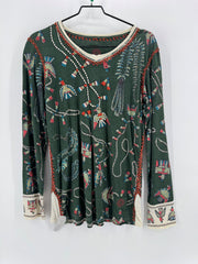 Double D Ranch Green Beaded Thunderbird LS Top Size L