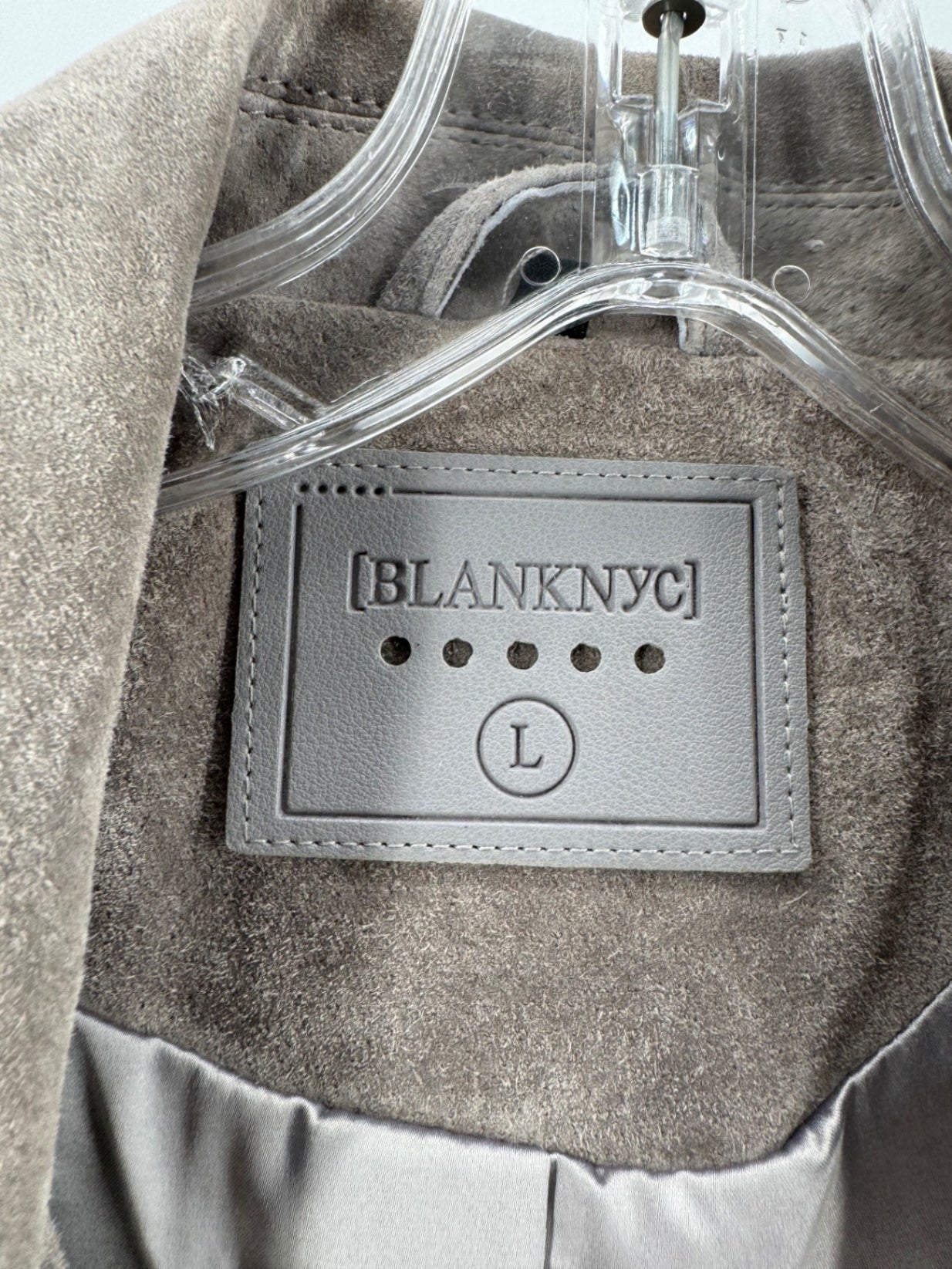 BLANKNYC Gray Suede Leather Moto Jacket Size Large