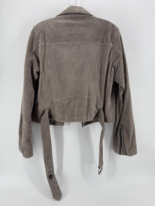 BLANKNYC Gray Suede Leather Moto Jacket Size Large