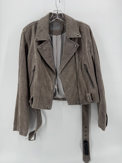 BLANKNYC Gray Suede Leather Moto Jacket Size Large