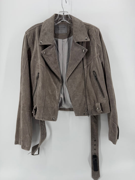BLANKNYC Gray Suede Leather Moto Jacket Size Large