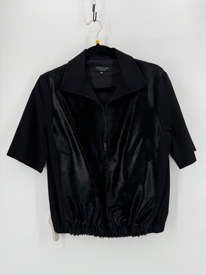 Joeffer Caoc Black Calfskin Pullover Top Size Medium