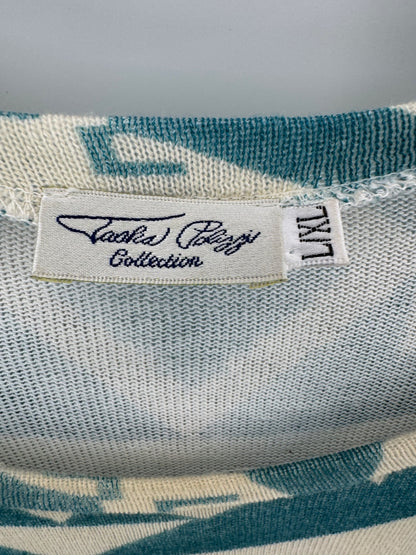 Tasha Polizzi Turquoise/Cream Fringe Shawl Size L/XL