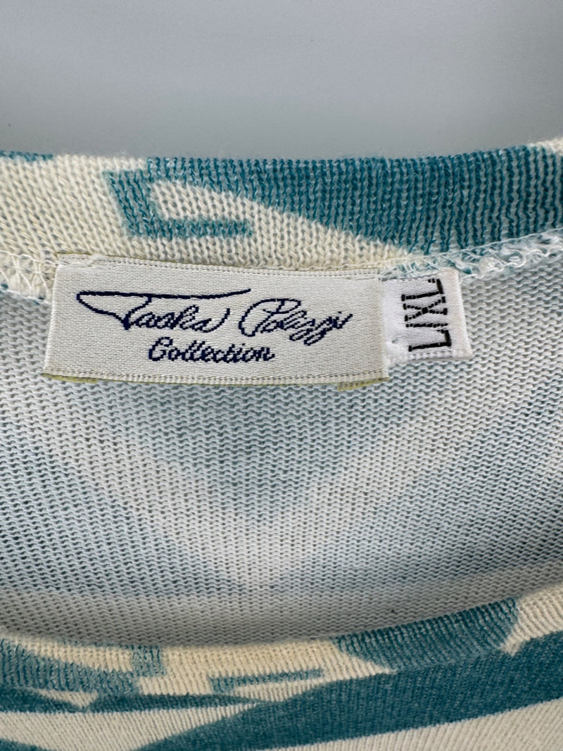 Tasha Polizzi Turquoise/Cream Fringe Shawl Size L/XL