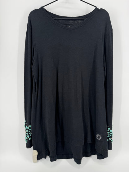 Double D Ranch Black Turquoise Studded Tunic Size Large