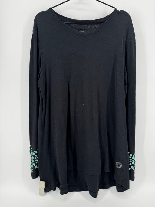Double D Ranch Black Turquoise Studded Tunic Size Large