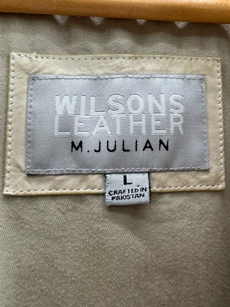 Wilsons Leather Motorcycle Jacket Cream Size Large