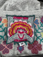Johnny Was Gray Cotton Embroidered Top