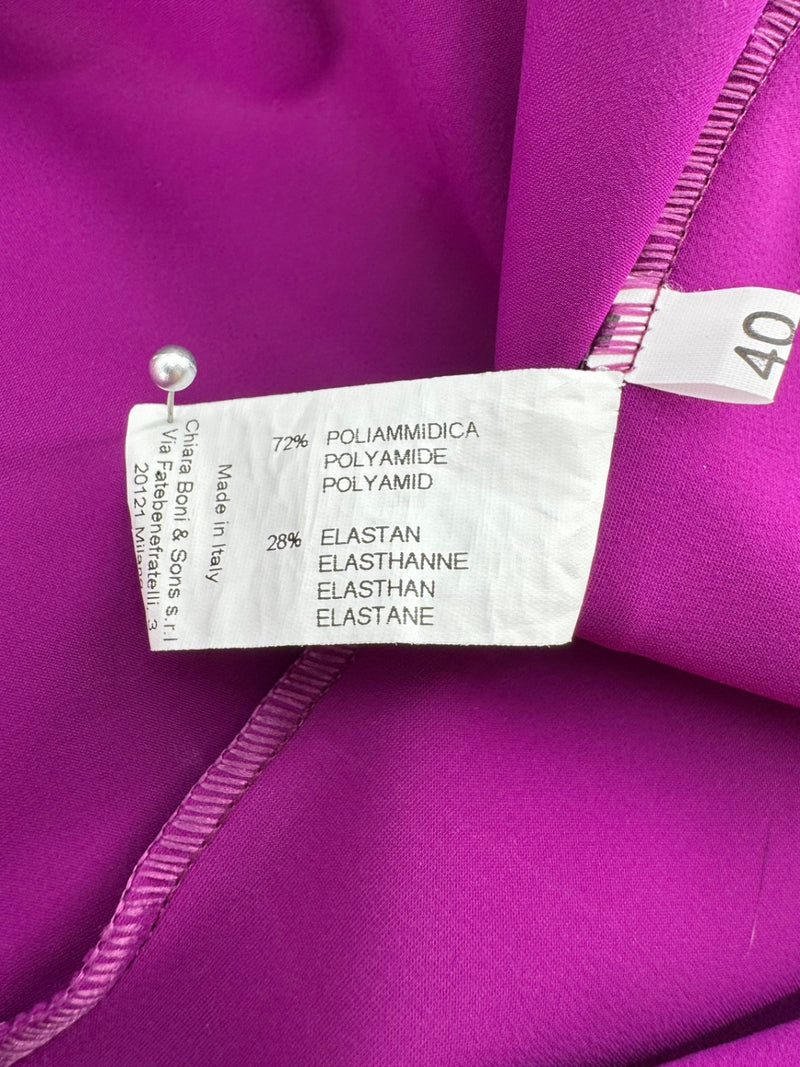 Chiara Boni Purple Side Ruffle Sleeveless Dress Size 40