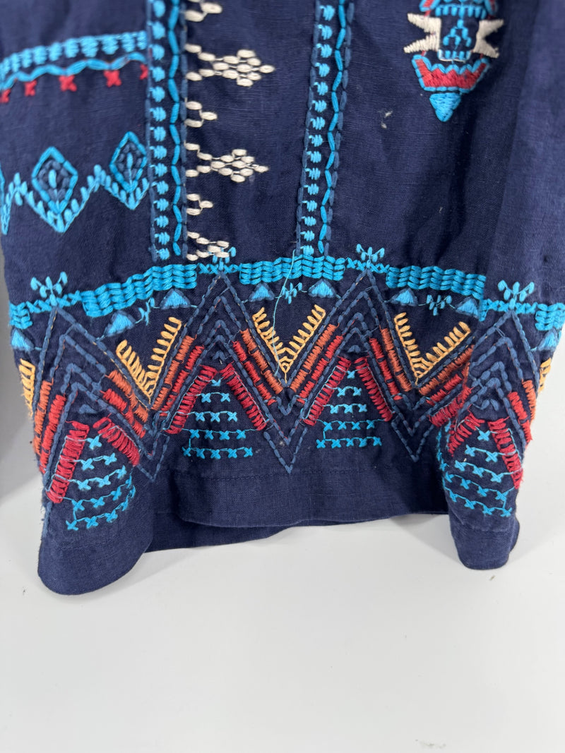 Johnny Was Linen Embroidered Pants