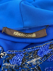 Roberto Cavalli Blue Beaded Midi Dress Size 46