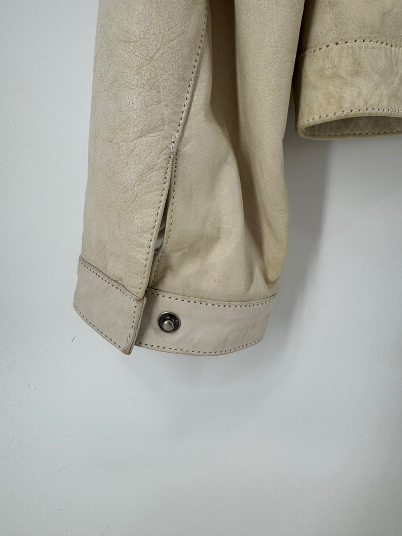 Wilsons Leather Motorcycle Jacket Cream Size Large