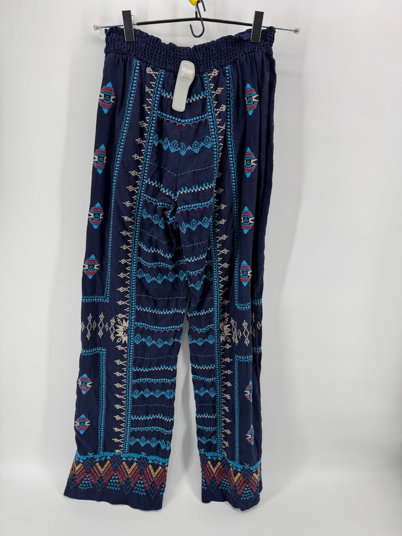 Johnny Was Linen Embroidered Pants