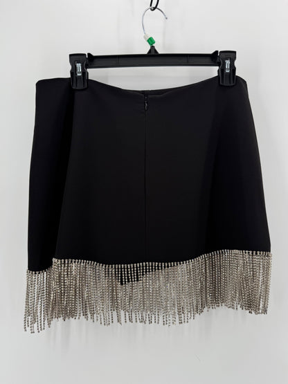 Gianni Bini Rhinestone Fringe Black Skirt Size 12