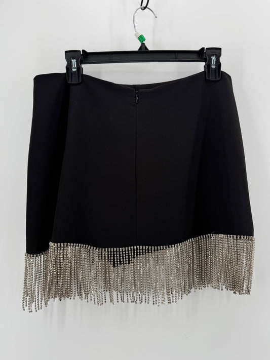 Gianni Bini Rhinestone Fringe Black Skirt Size 12