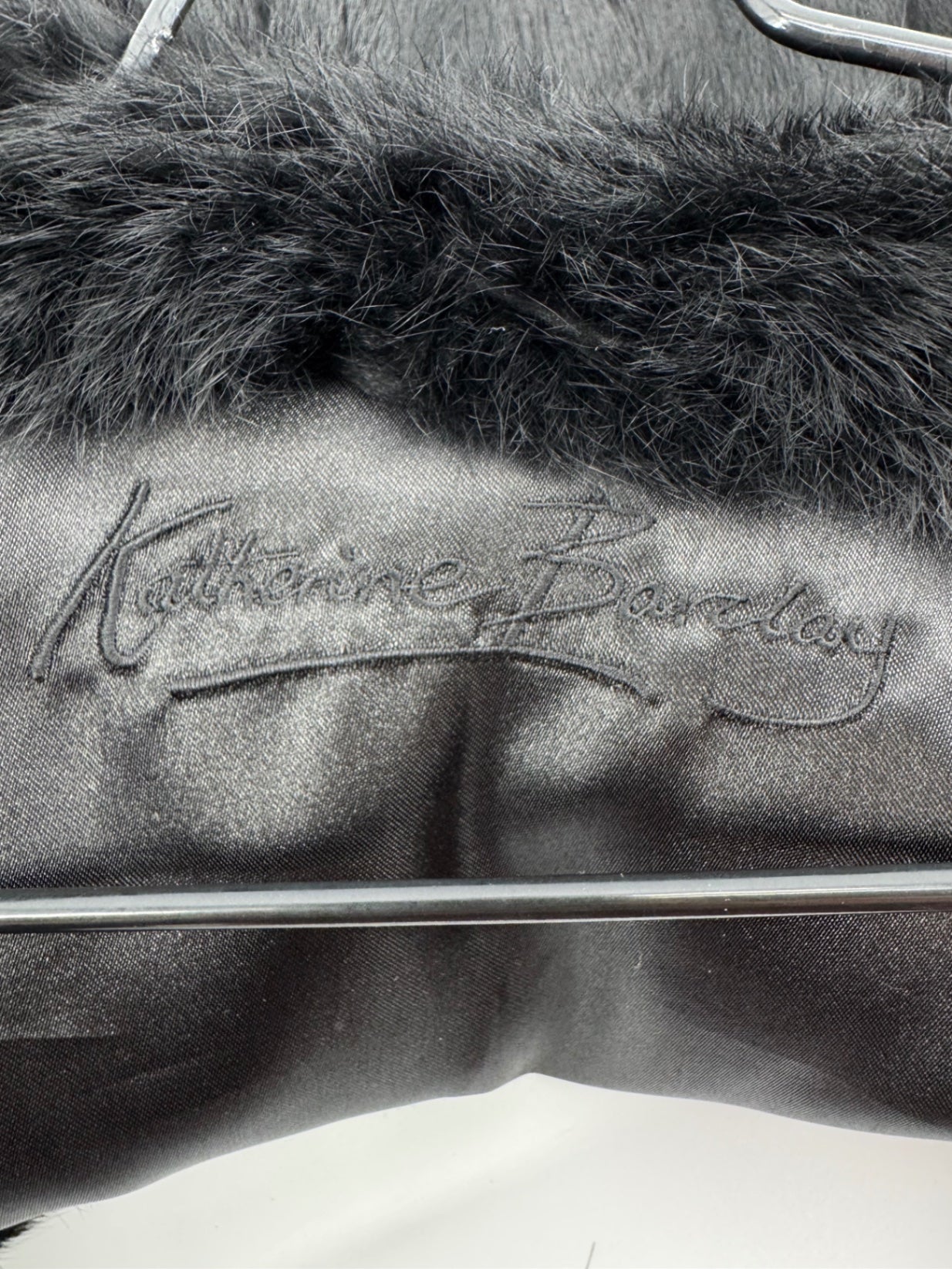 Katharine Barclay Black Rabbit Fur Crop Jacket Size Large