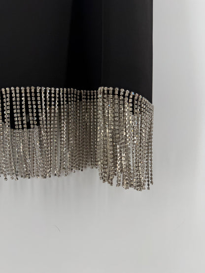 Gianni Bini Rhinestone Fringe Black Skirt Size 12