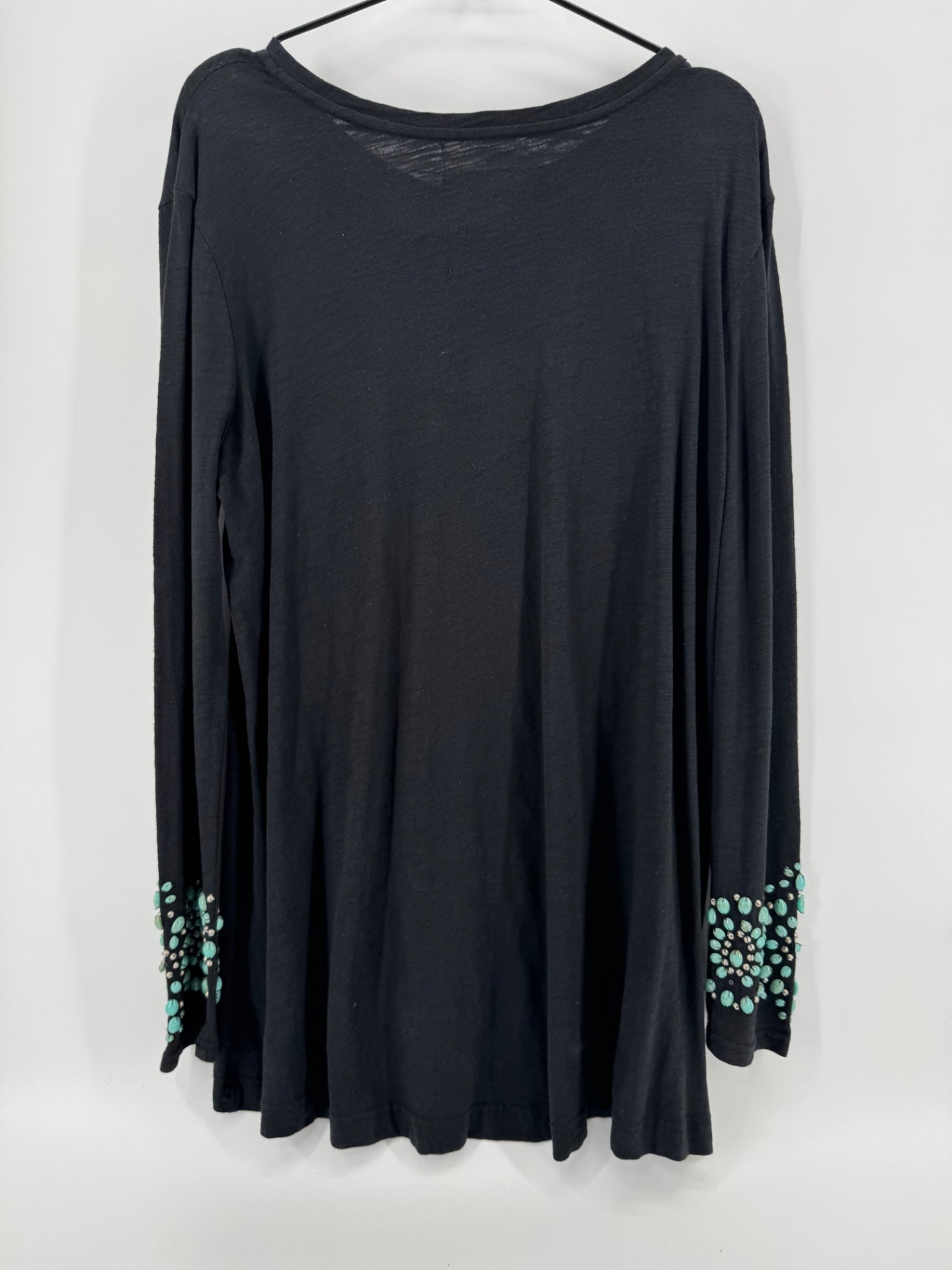Double D Ranch Black Turquoise Studded Tunic Size Large