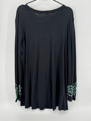 Double D Ranch Black Turquoise Studded Tunic Size Large
