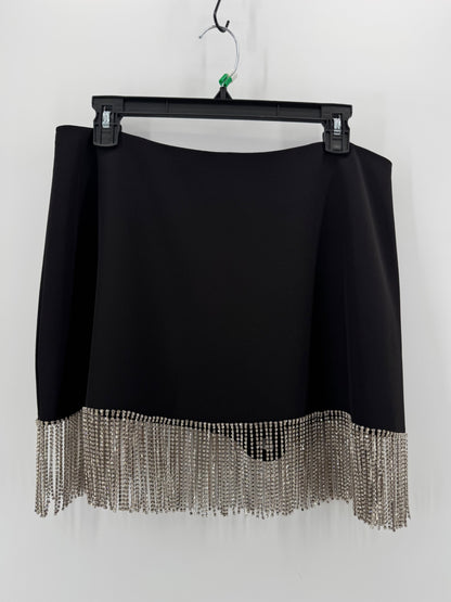 Gianni Bini Rhinestone Fringe Black Skirt Size 12
