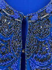 Roberto Cavalli Blue Beaded Midi Dress Size 46