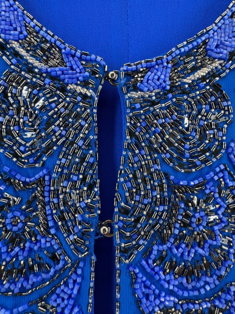Roberto Cavalli Blue Beaded Midi Dress Size 46