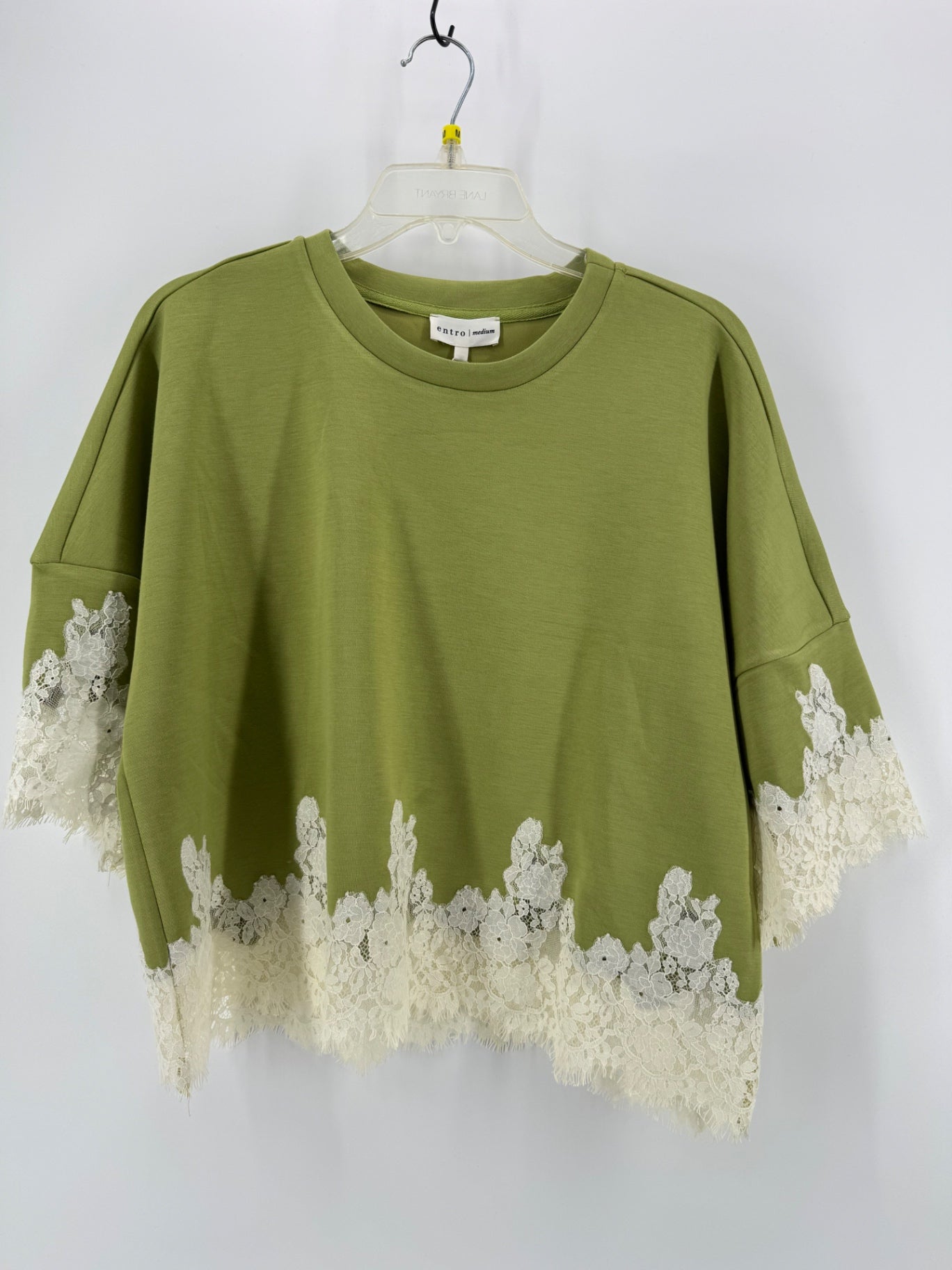 Entro Green Top with Lace Trim