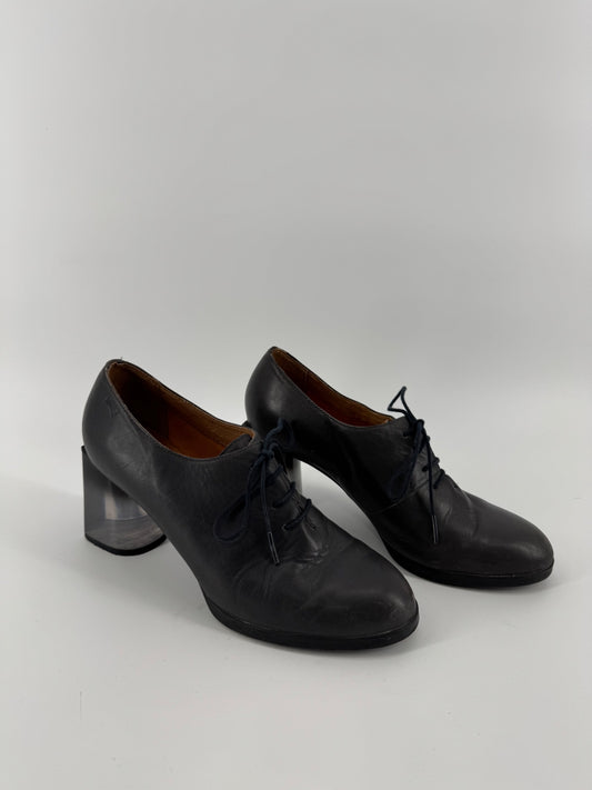 Camper Black Leather Loafers with Heels