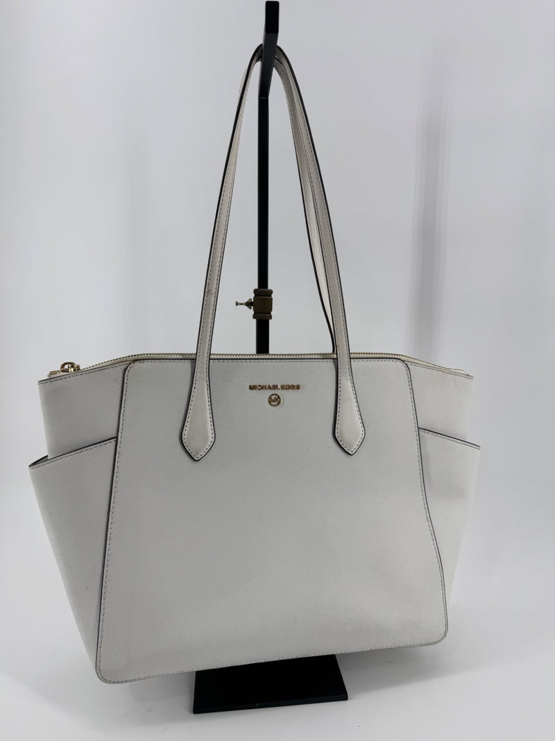 Michael Kors White Leather Tote Purse