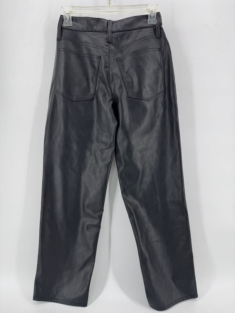 Madewell Black Faux Leather Straight Leg Pants