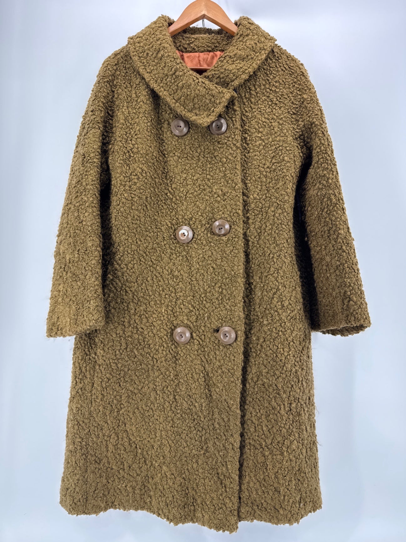 Vintage Olive Fuzzy Long Coat