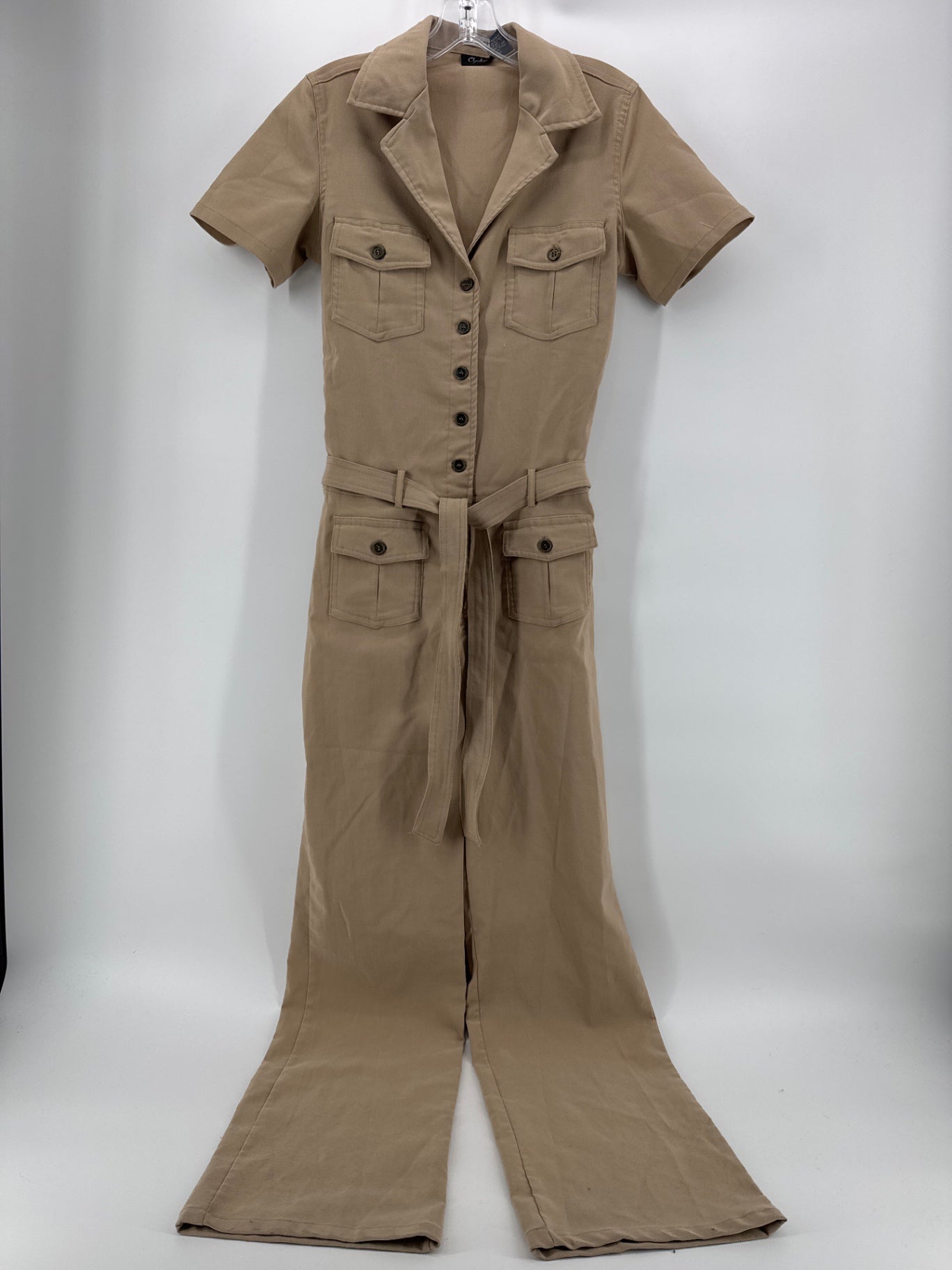 Chesley Tan Button Up Jumpsuit