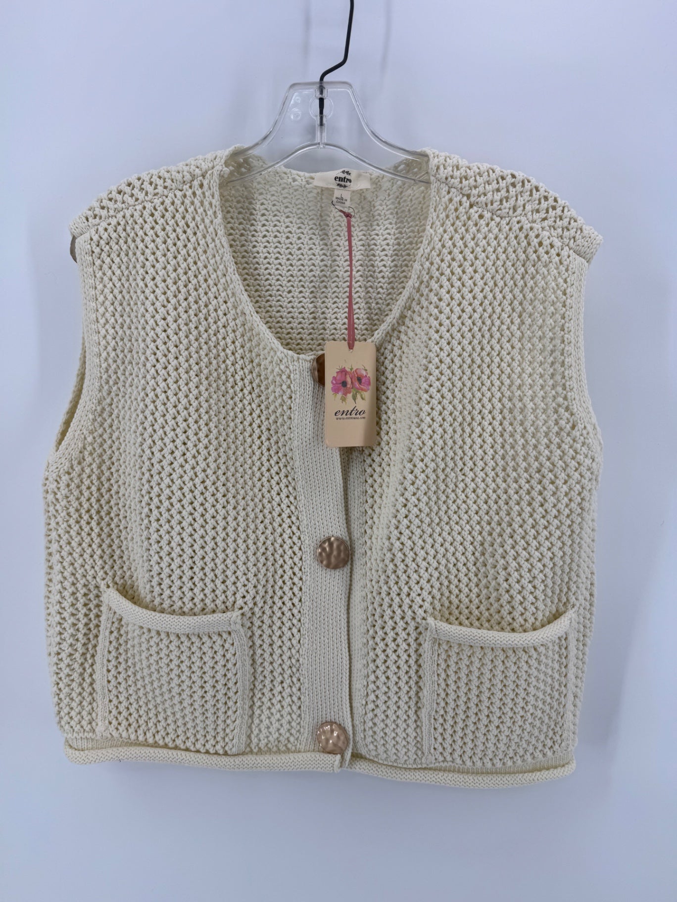 Entro New Cream Cable Knit Vest