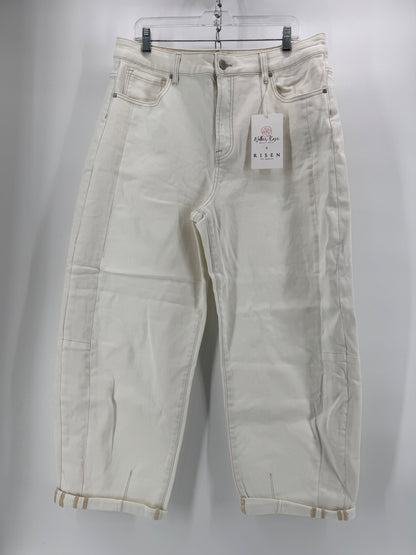 RISEN White High Waisted Barrel Jeans
