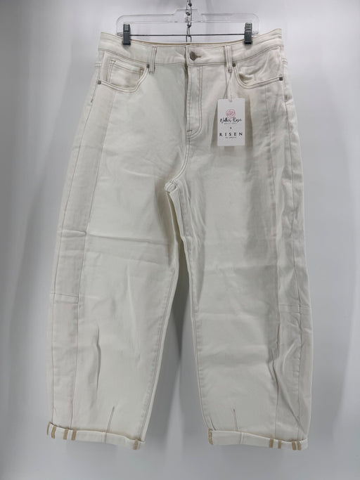 RISEN White High Waisted Barrel Jeans