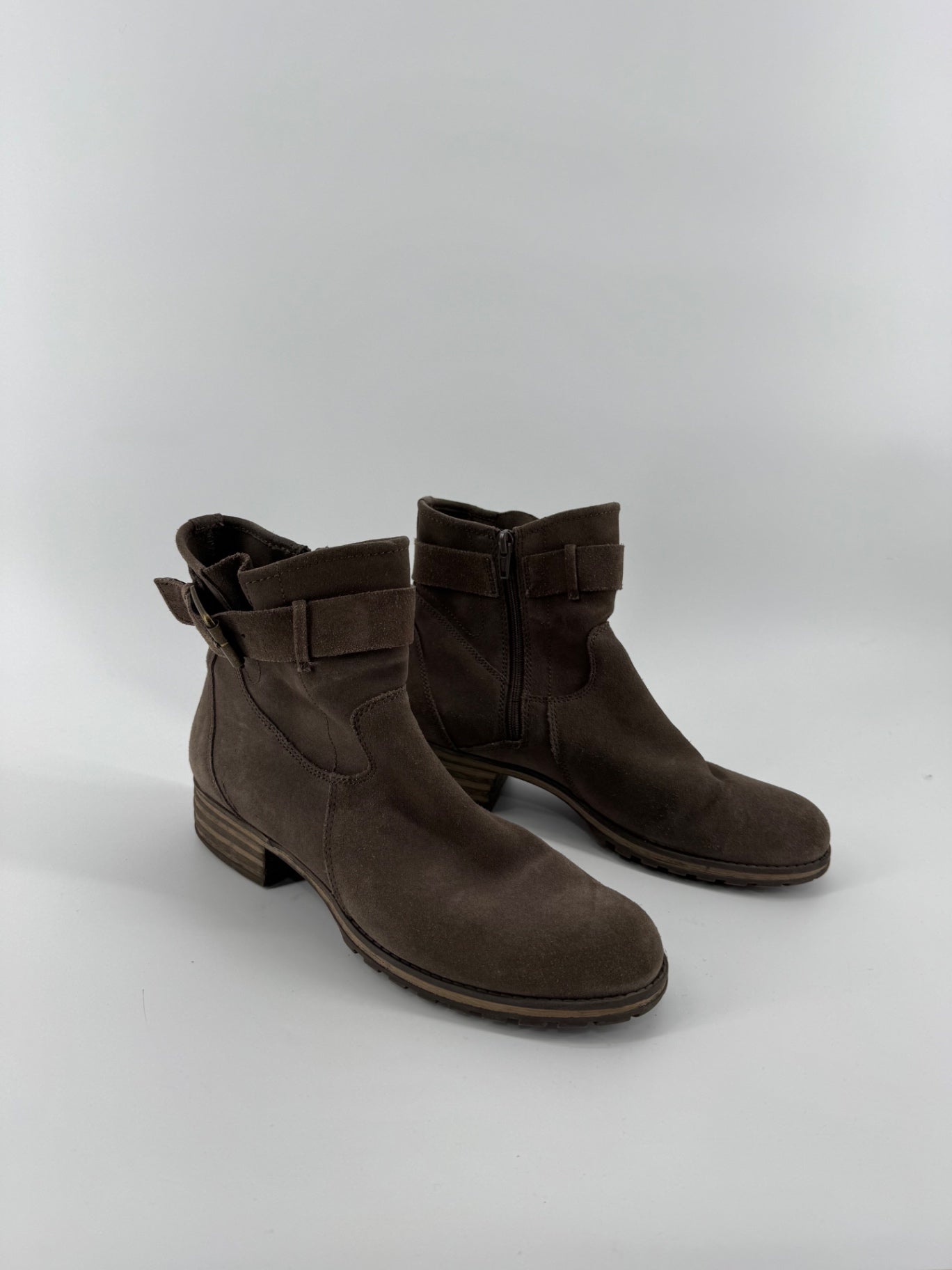 Clarks Brown Suede Zipper Ankle Boots