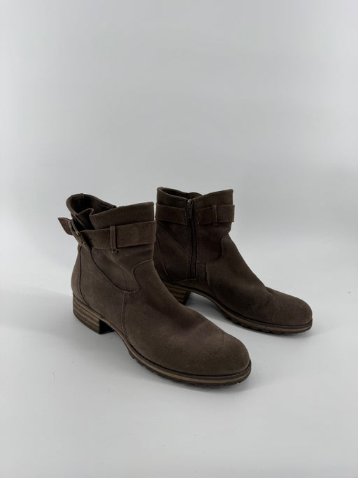 Clarks Brown Suede Zipper Ankle Boots