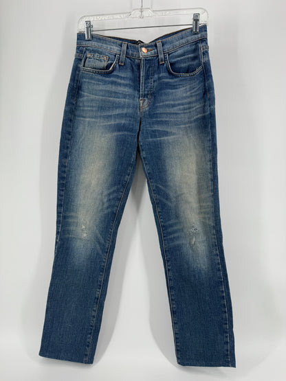 J Brand Straight Leg Distressed Cropped Jeans