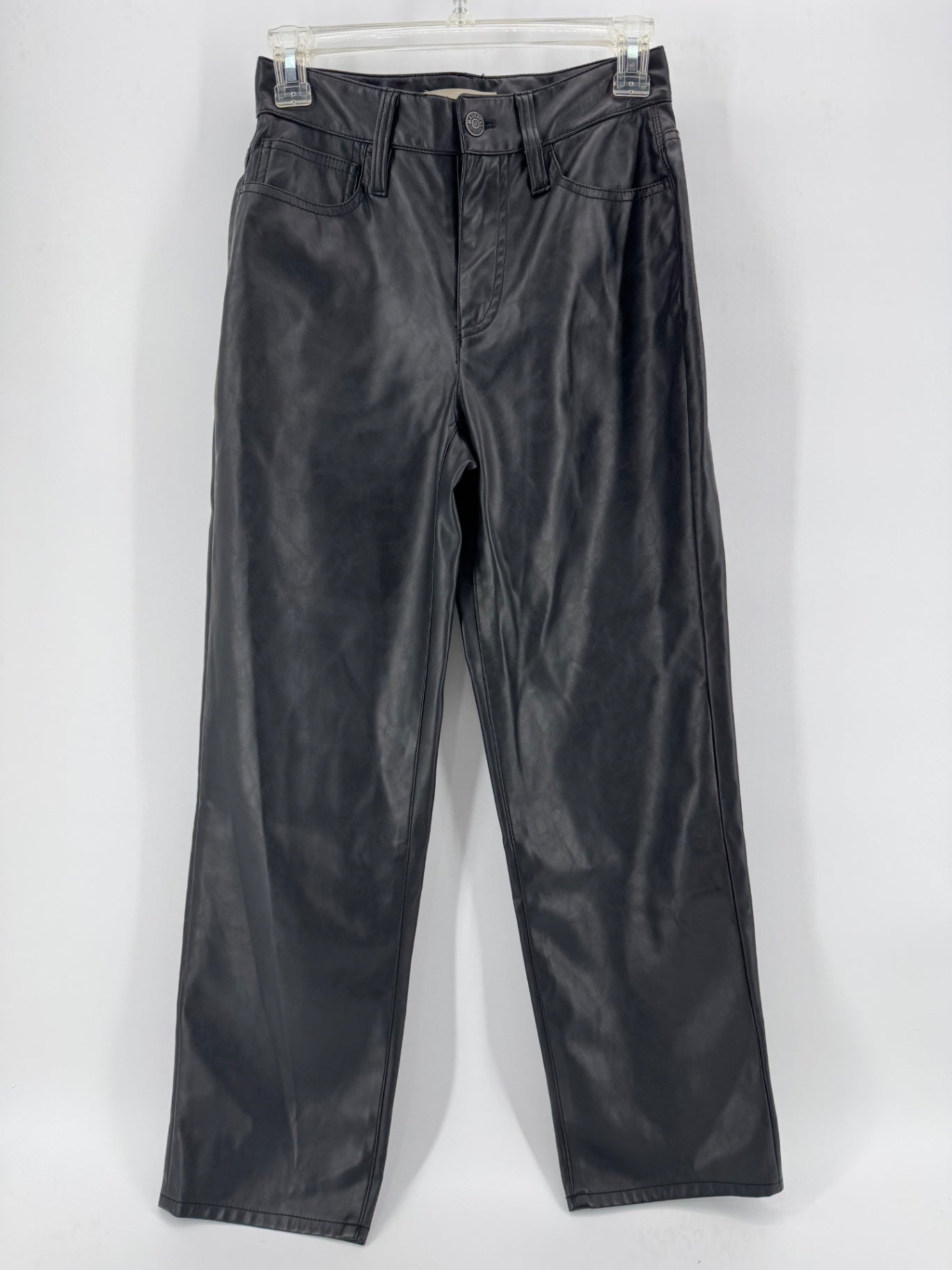 Madewell Black Faux Leather Straight Leg Pants