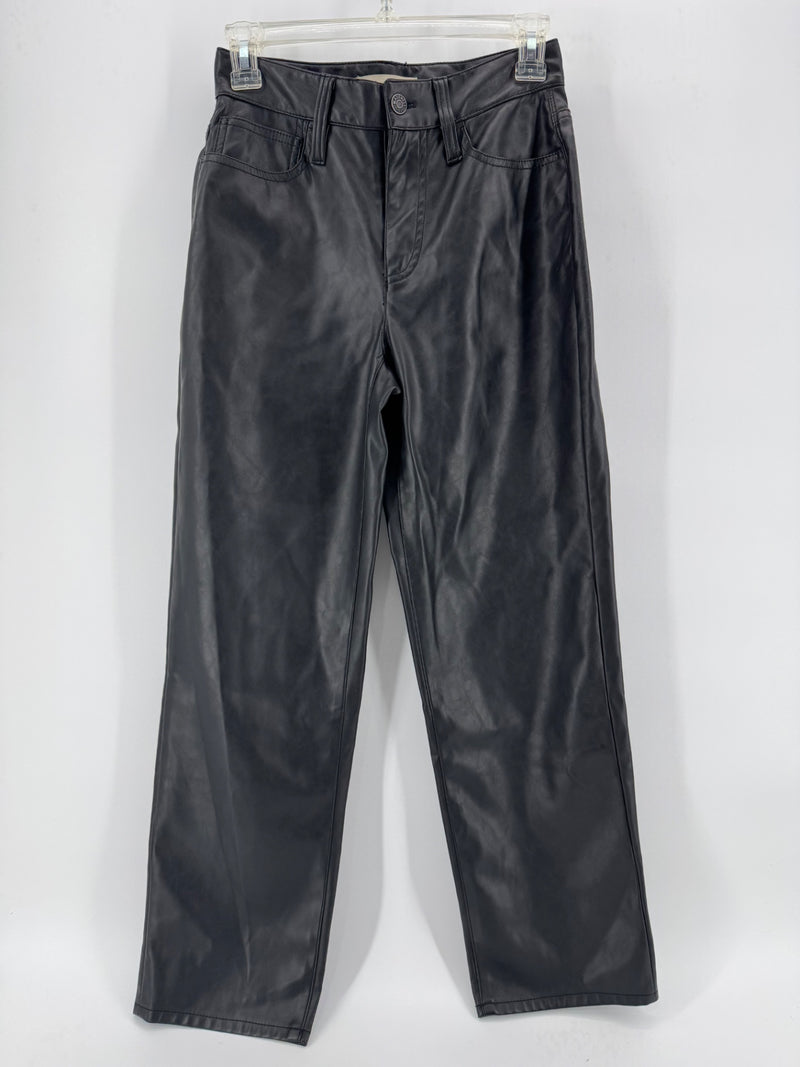 Madewell Black Faux Leather Straight Leg Pants